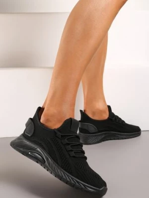 Czarne Buty Sportowe na Platformie ze Sznurowaniem Adelmarie