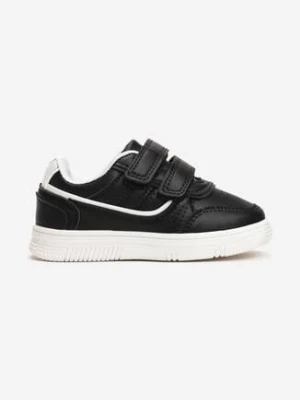 Czarne Buty Sportowe Przed Kostkę z Dwoma Rzepami Maenthea