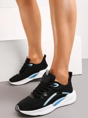 Czarne Buty Sportowe Siateczkowe z Ozdobną Podeszwą Xylara