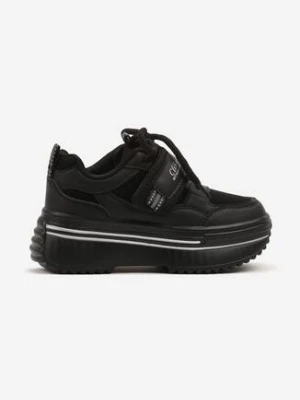 Czarne Buty Sportowe Sneakersy na Grubej Podeszwie z Dodatkowym Rzepem Doreldi