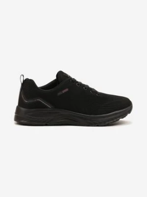 Czarne Buty Sportowe Sneakersy Ozdobione Tłoczeniem i Napisami Odannia