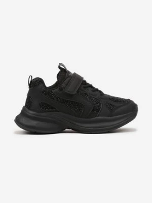 Czarne Buty Sportowe Sneakersy z Cyrkoniami Rivresia