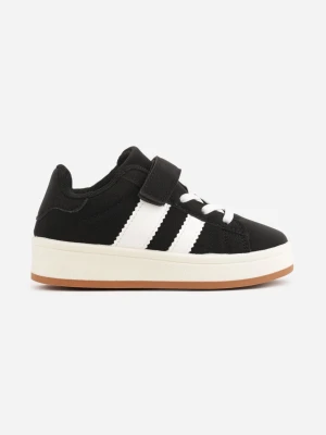 Czarne Buty Sportowe Sneakersy z Dwoma Paskami z Boku Noam