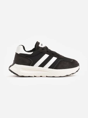 Czarne Buty Sportowe Sneakersy z Zapięciem na Rzep ze Skórzaną Wkładką Myrietara Apawwa