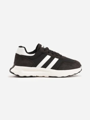 Czarne Buty Sportowe Sneakersy Zapinane na Rzep ze Skórzaną Wkładką Ladru Apawwa
