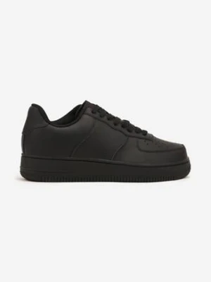 Czarne Buty Sportowe Sneakersy ze Skóry Naturalnej z Perforacją Solnelisse