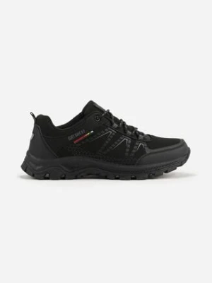 Czarne Buty Sportowe w Trekkingowym Stylu na Tłoczonej Podeszwie Revitte badoxx