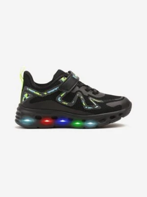 Czarne Buty Sportowe z Kolorowymi Lampkami Led w Podeszwie Norilis