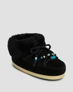 Zdjęcie produktu Czarne Buty Zimowe Damskie Moon Boot Resort Evx Mule Suede Beads