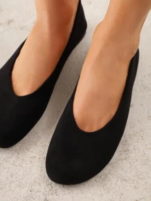 Czarne Casualowe Balerinki z Imitacji Zamszu Zambra