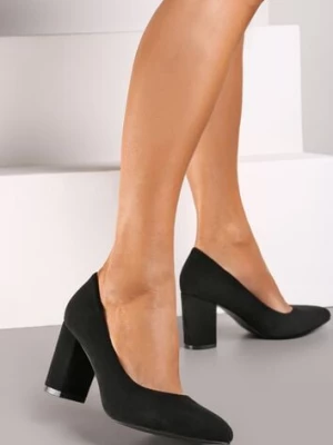 Czarne Casualowe Czółenka na Słupku z Wkładką ze Skóry Naturalnej Maidra vices