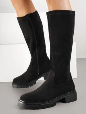 Czarne Casualowe Kozaki z Imitacji Zamszu Fesalara ideal