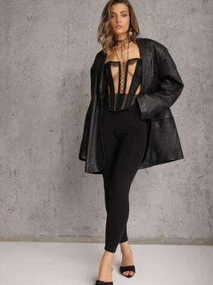 Czarne Casualowe Legginsy High Waist z Pasem Wspierającym Linię Talii Azivera ab. ambitonfly