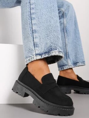 Czarne Casualowe Mokasyny Vices na Grubej Podeszwie Viara