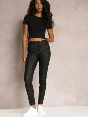 Czarne Casualowe Spodnie Skinny o Modelującym Fasonie Elovi