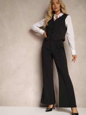 Czarne Casualowe Spodnie w Stylu Dzwonów High Waist Uinna elsa.m by may