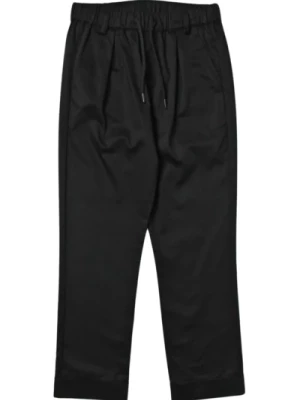 Czarne casualowe spodnie z elastycznym pasem i naszywką z logo Msgm