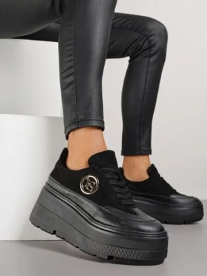 Czarne Chunky Sneakersy Vices na Platformie z Okrągłym Detalem Sedvira