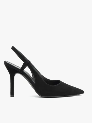 Czarne czółenka bez pięty na szpilce Ryłko