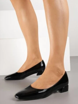 Czarne Czółenka Lakierowane Vices z Wkładką ze Skóry Naturalnej Naliorelle