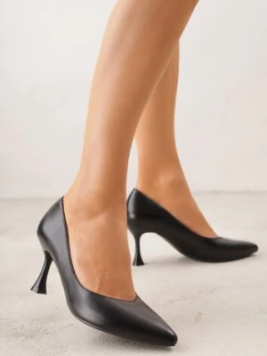 Czarne Czółenka na Geometrycznej Szpilce Iolissa gogo gogo