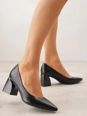 Czarne Czółenka na Geometrycznym Obcasie Oriphishis gogo gogo