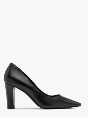 Czarne czółenka na grubej szpilce Ryłko