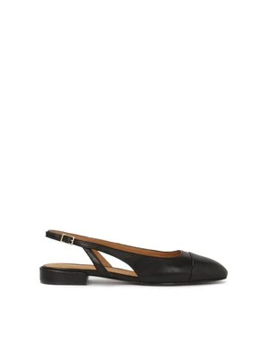 Czarne czółenka na płaskiej podeszwie z wyciętą cholewką Kazar