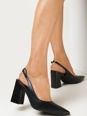 Czarne Czółenka na Słupku i Szpiczastym Noskiem Zerena