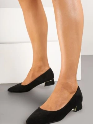 Czarne Czółenka na Słupku Vices z Wkładką ze Skóry Naturalnej Anniriel