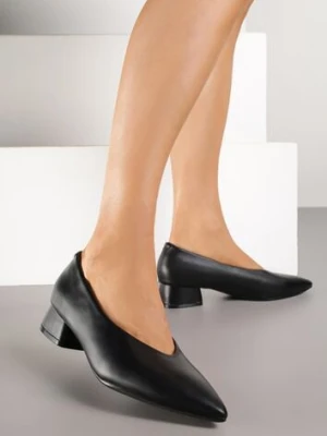 Czarne Czółenka na Słupku Vices ze Skórzaną Wkładką Alinire