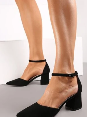 Czarne Czółenka na Słupku ze Szpiczastym Noskiem Auroria