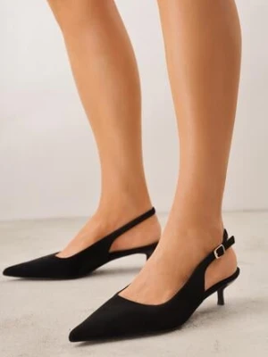 Czarne Czółenka na Szpilce Typu Kaczuszka z Odkrytą Piętą Vetiena c&l fashion