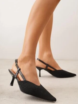 Czarne Czółenka na Szpilce z Odkrytą Piętą i Ażurową Cholewką Erifera sergio todzi