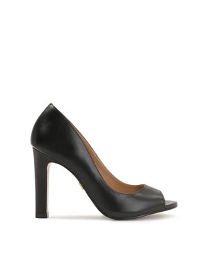 Czarne czółenka peep toe Kazar