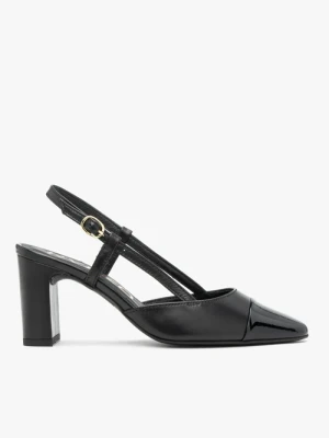 Czarne czółenka slingback bez pięty Ryłko