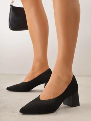 Czarne Czółenka VICES na Geometrycznym Słupku Daphilane