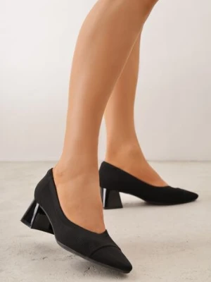 Czarne Czółenka VICES na Niskim Obcasie z Elastycznej Dzianiny z Amortyzującą Wkładką Zaehira