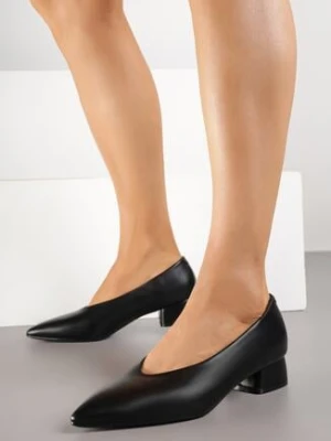 Czarne Czółenka Vices na Obcasie z Wkładką ze Skóry Naturalnej Vikirasse