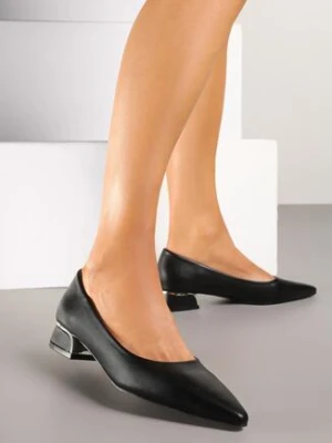 Czarne Czółenka Vices na Obcasie ze Skórzaną Wkładką Asvanis