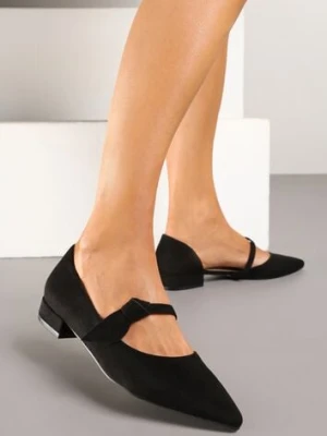 Czarne Czółenka Vices na Płaskiej Podeszwie ze Skórzaną Wkładką z Supełkiem Liliarine