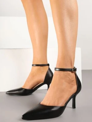 Czarne Czółenka Vices na Szpilkowym Obcasie z Noskiem w Szpic i Sprzączką Ulandorea