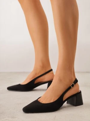 Czarne Czółenka VICES Slingback na Geometrycznym Słupku Messeleia