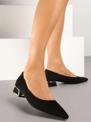 Czarne Czółenka Vices z Wkładką ze Skóry Naturalnej i Metaliczną Aplikacją Edilania