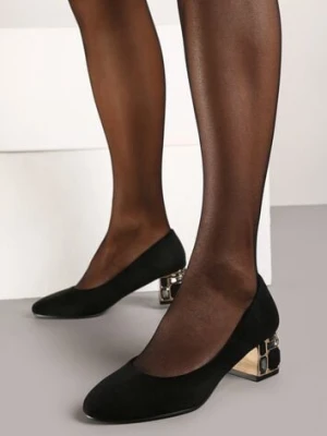 Czarne Czółenka Vices z Wkładką ze Skóry Naturalnej na Ozdobnym Słupku Nailise