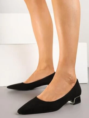 Czarne Czółenka Vices ze Skórzaną Wkładką i Metaliczną Wstawką Ediniela