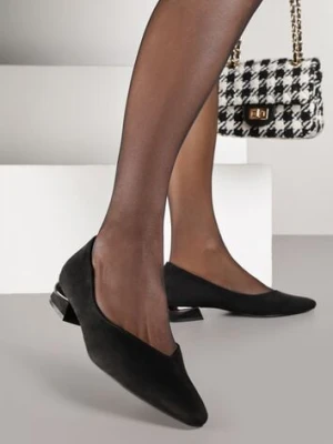 Czarne Czółenka Vices ze Skórzaną Wkładką na Ozdobnym Słupku Delvila