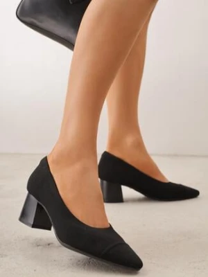 Czarne Czółenka VICES ze Sportowej Tkaniny na Słupku Waesbella