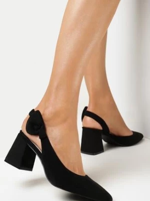 Czarne Czółenka z Kokardką na Słupku Kaydance