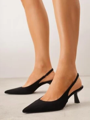 Czarne Czółenka z Odkrytą Piętą VICES na Obcasie Kaczuszka Anatema